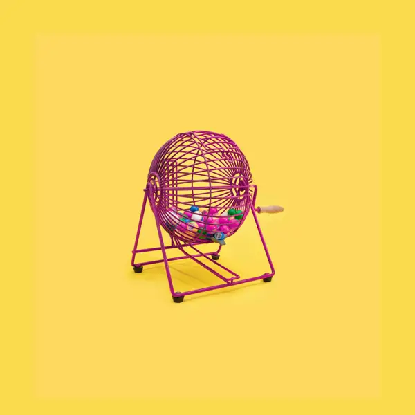 Bingo ball on a yellow background